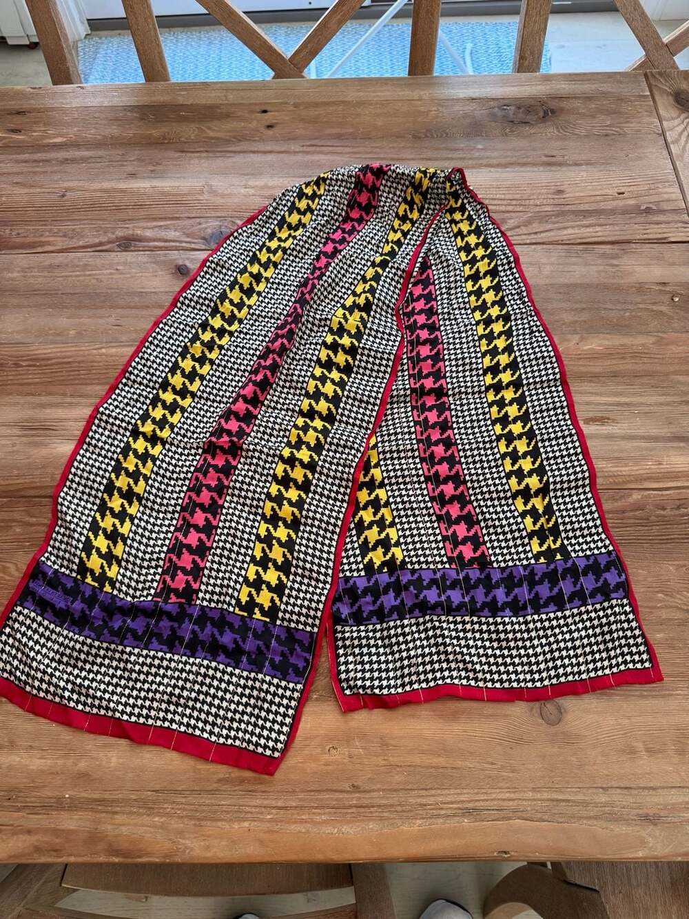Vintage Oscar de la Renta Studio Multi-Color Houndstooth Scarf